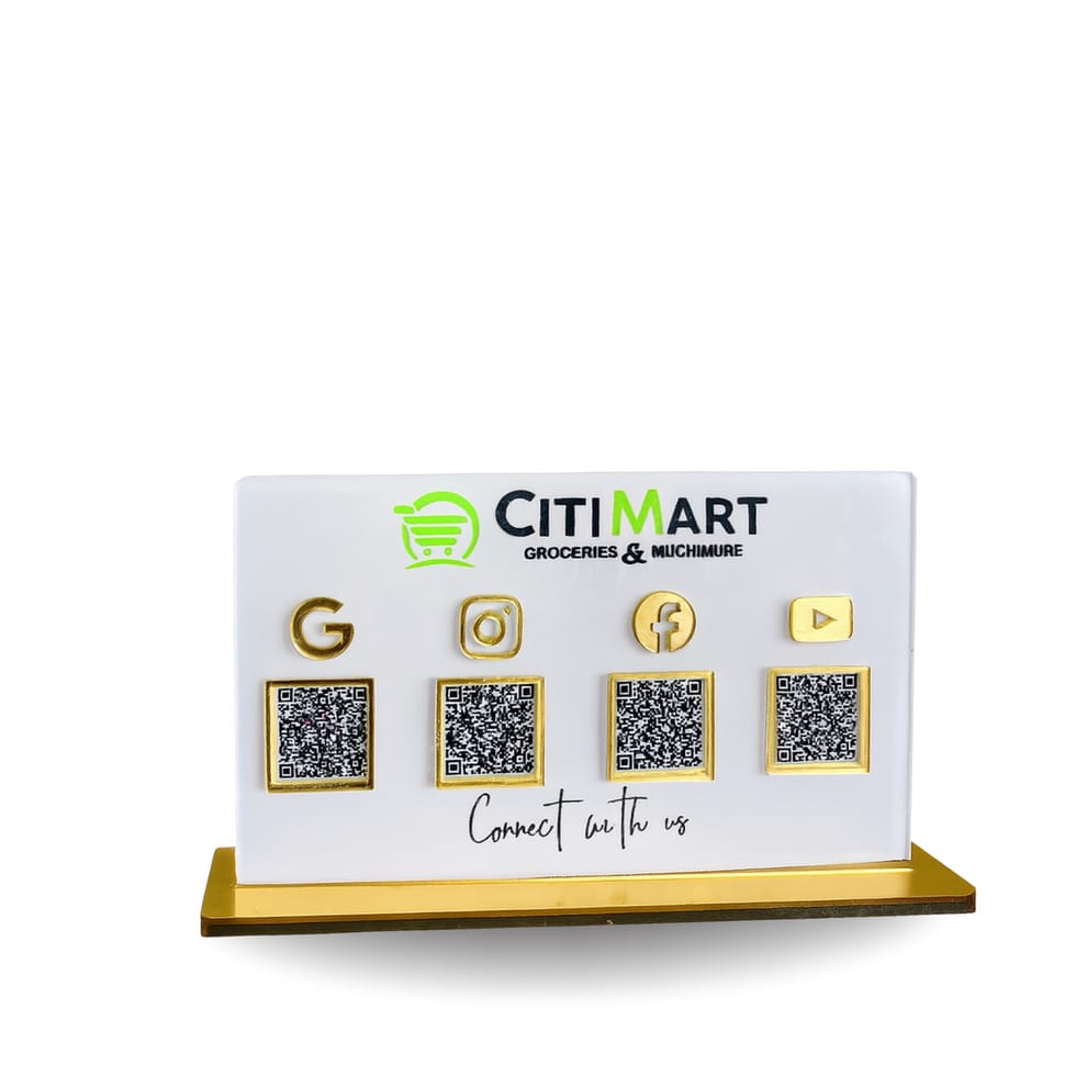 4 QR Black Colour Vertical Standee