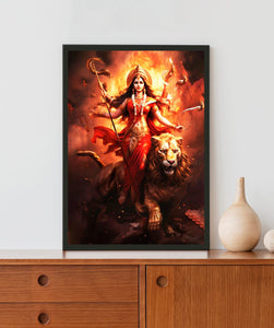 Durga Mata  Premium Acrylic Glow Light Frame