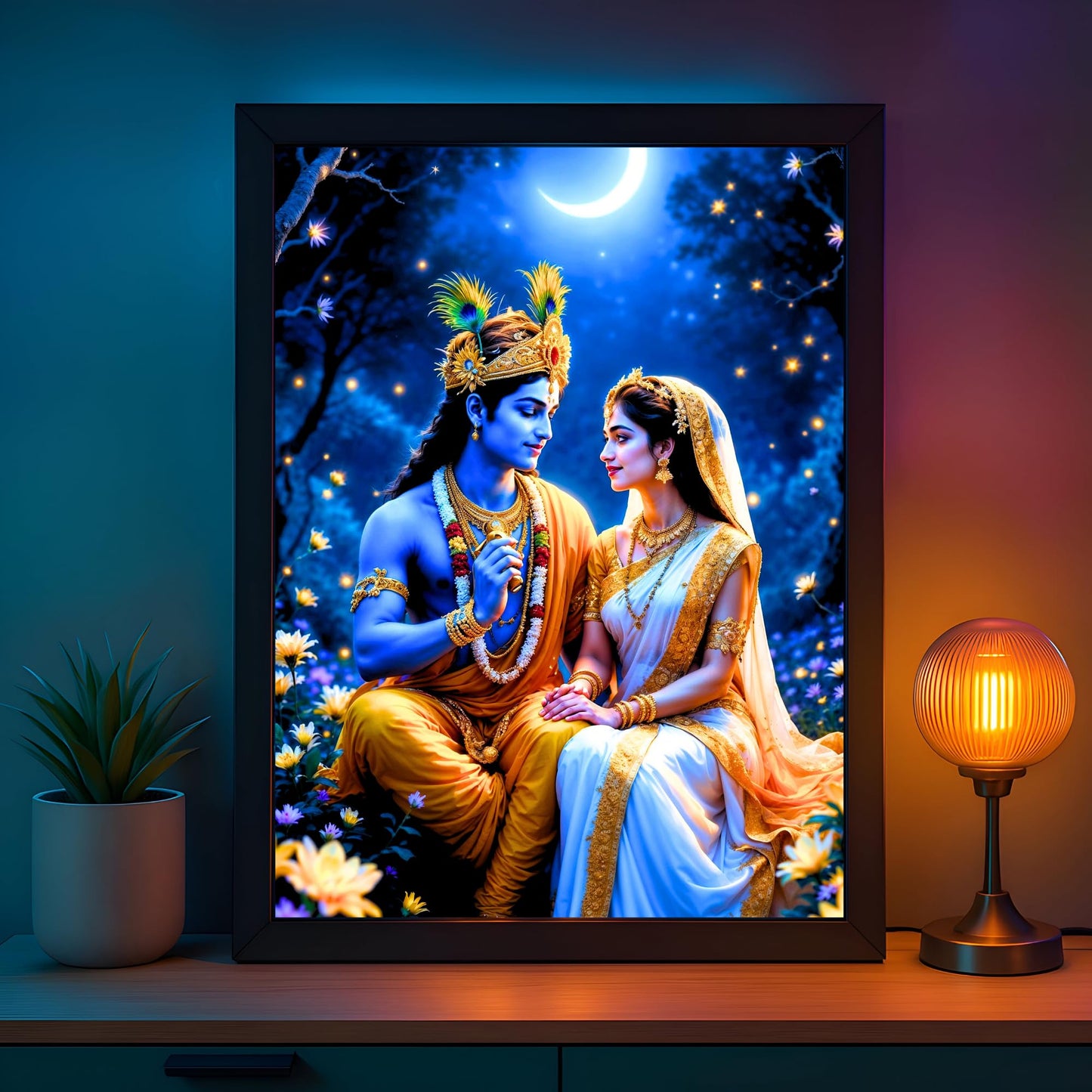 Kanha ji Premium Acrylic Glow Light Frame