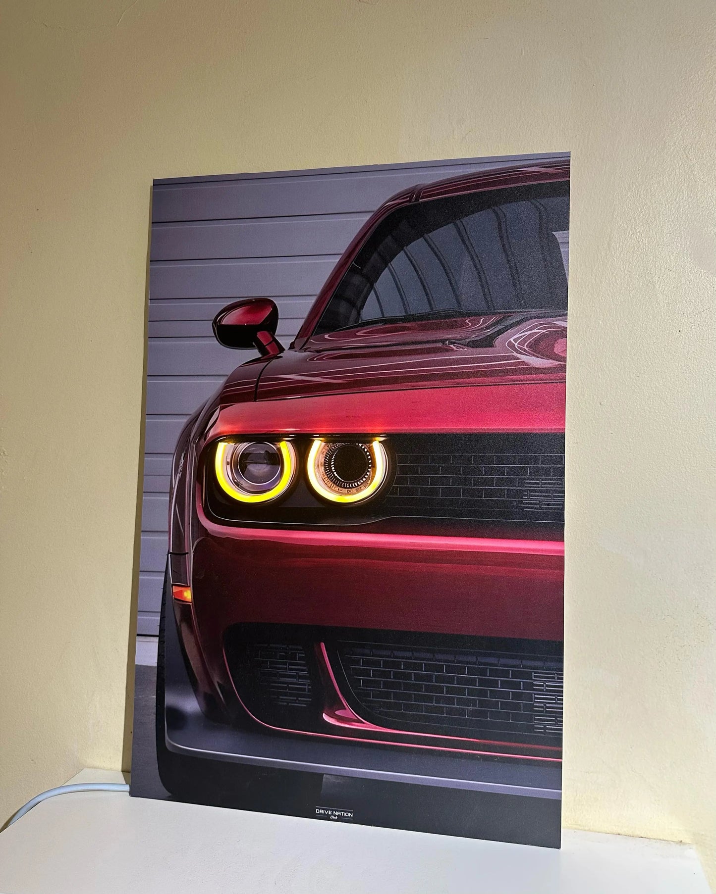 Dodge Challenger NEON Poster (yellow LED) - Essentials Series