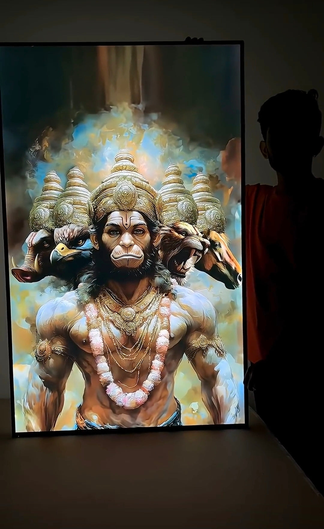 Hanuman ji  Premium Acrylic Glow Light Frame