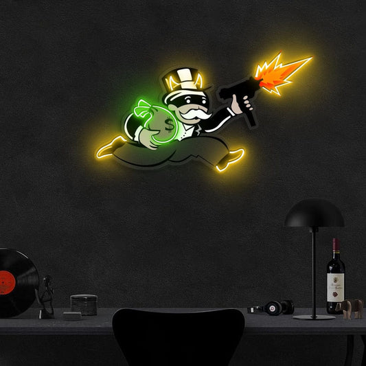 Violent Monopoly Gun" Neon x Acrylic Artwork