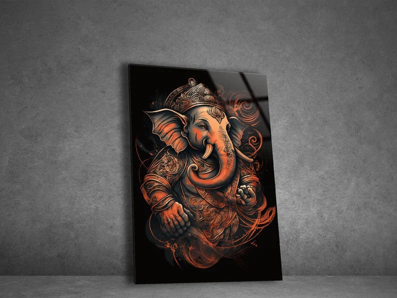 Ganesh Ji Acrylic Glass Wall Art | Ganesh Wall Art | Panoramic Wall Decor | Abstract Wall Decor | Housewarming Gifts | Home Decor |