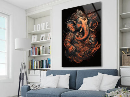 Ganesh Ji Acrylic Glass Wall Art | Ganesh Wall Art | Panoramic Wall Decor | Abstract Wall Decor | Housewarming Gifts | Home Decor |