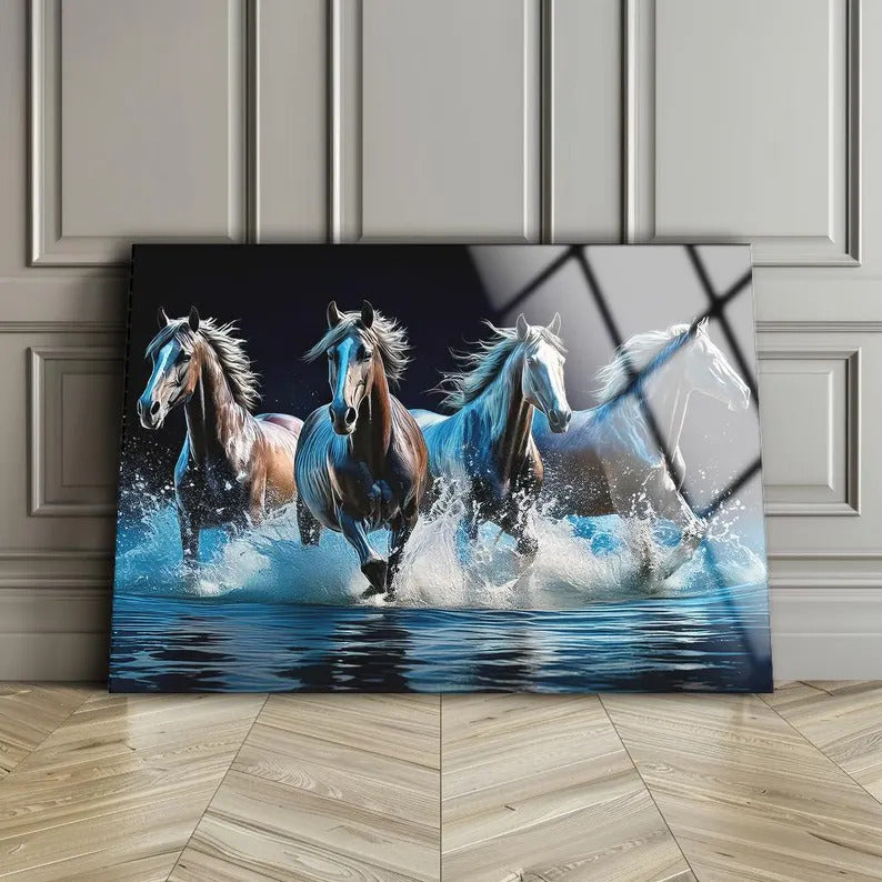 Horses Tempered Glass Wall Art: Large Format Home Decor