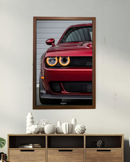 Dodge Challenger NEON Poster (yellow LED) - Essentials Series